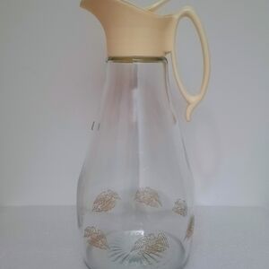 Vintage Glass Log Cabin Syrup Pitcher
